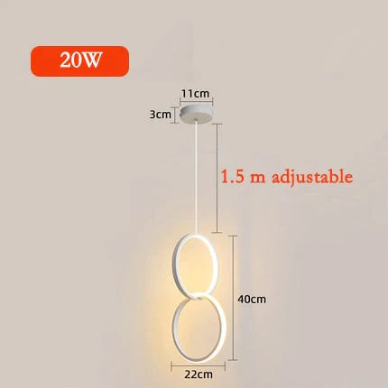 Ring pendant light minimalist /creative /personality bedroom bedside LED pendant lights long line hanging lamp