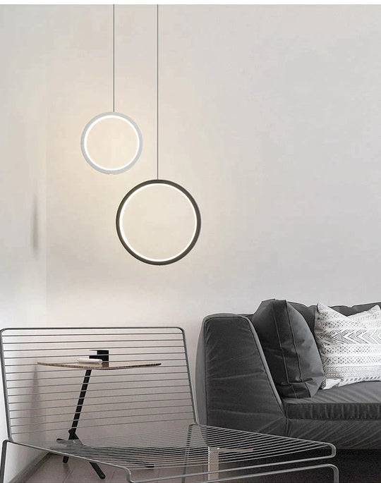 Ring pendant light minimalist /creative /personality bedroom bedside LED pendant lights long line hanging lamp