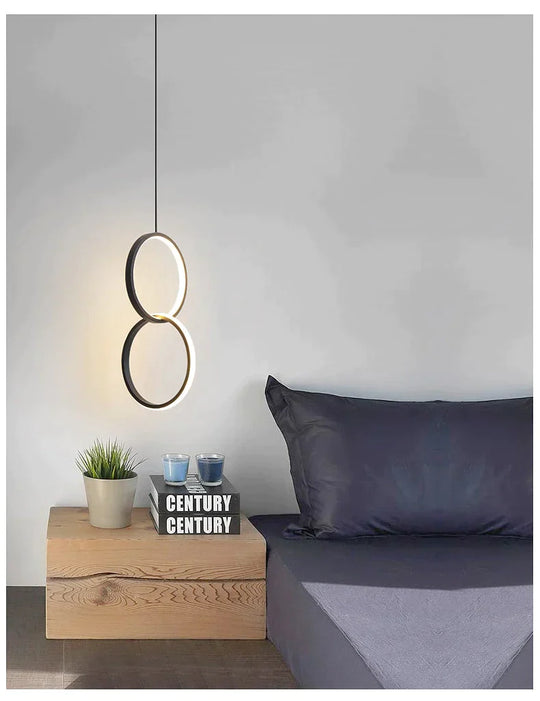 Ring pendant light minimalist /creative /personality bedroom bedside LED pendant lights long line hanging lamp