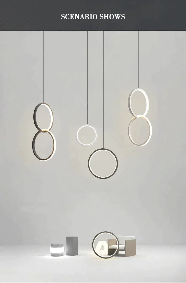 Ring pendant light minimalist /creative /personality bedroom bedside LED pendant lights long line hanging lamp