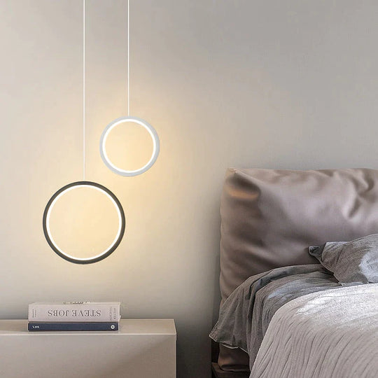 Ring pendant light minimalist /creative /personality bedroom bedside LED pendant lights long line hanging lamp