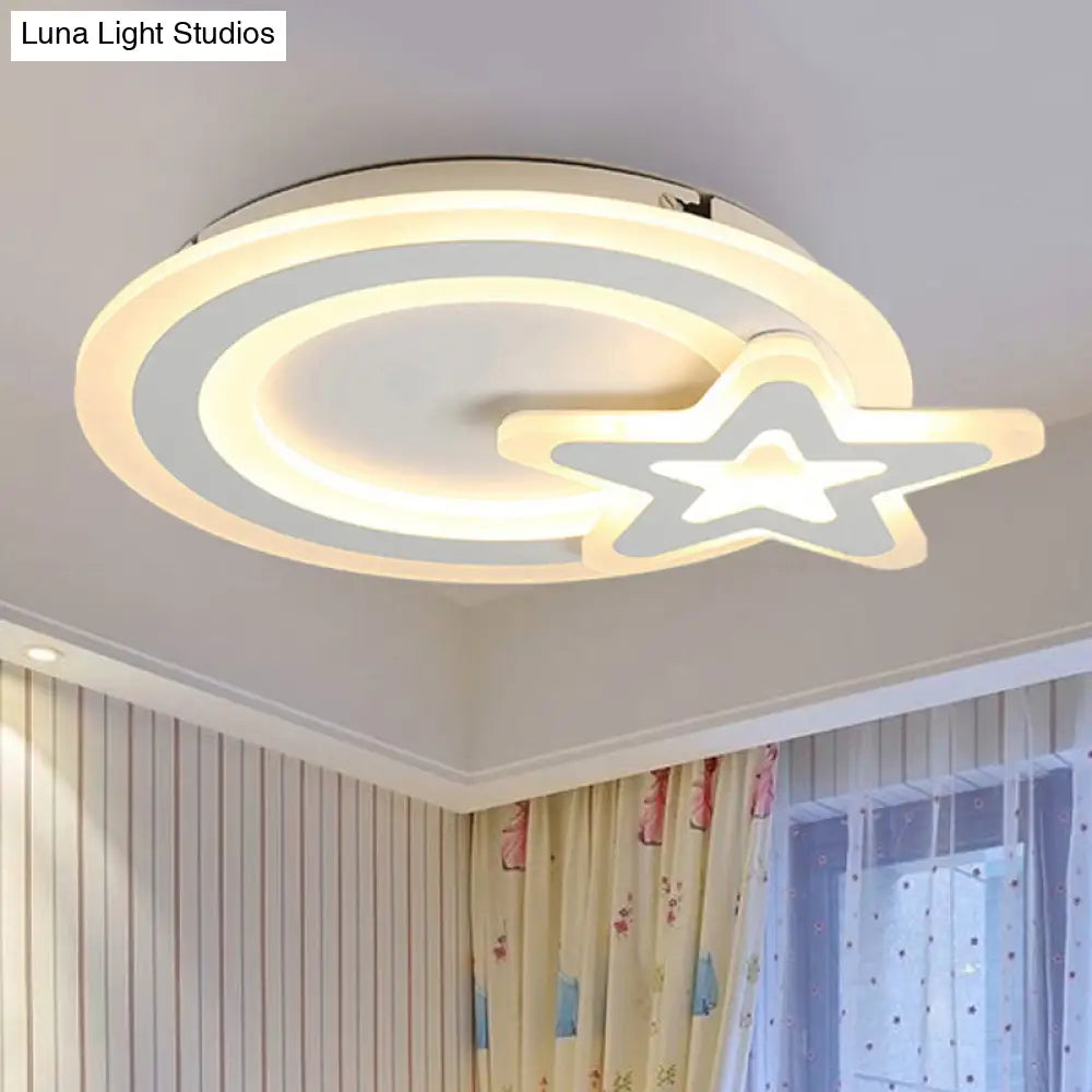 Ring&Star Kid Bedroom Led Ceiling Light Lovely Acrylic Flush Lamp White / Warm