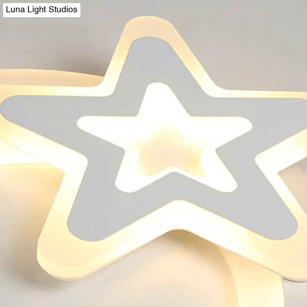 Ring&Star Kid Bedroom Led Ceiling Light Lovely Acrylic Flush Lamp White