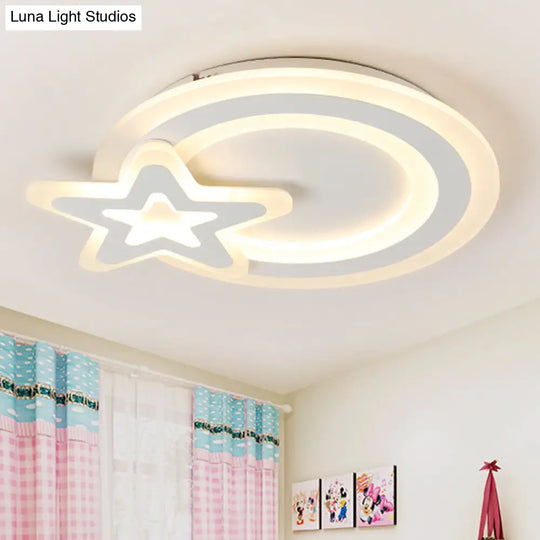 Ring&Star Kid Bedroom Led Ceiling Light Lovely Acrylic Flush Lamp White