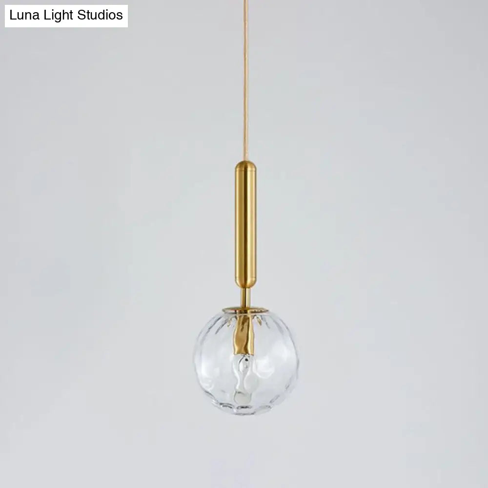 Ripple Glass Ball Pendant Lamp - Postmodern Gold Finish Ceiling Light