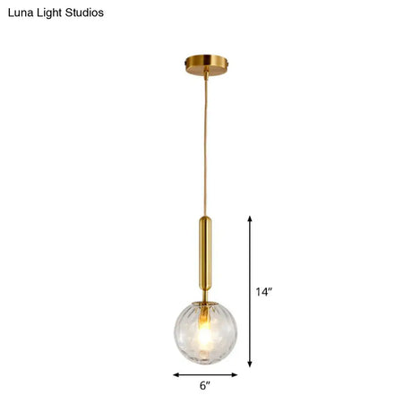 Ripple Glass Ball Pendant Lamp - Postmodern Gold Finish Ceiling Light