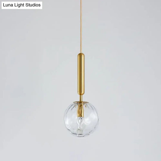 Postmodern Ripple Glass Pendant Lamp: 1-Head Gold Finish Ceiling Light