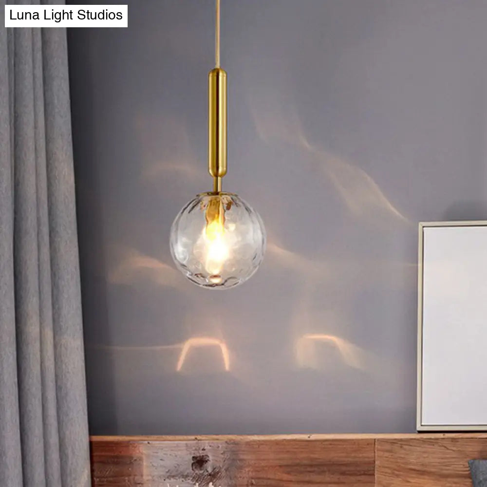 Ripple Glass Ball Pendant Lamp - Postmodern Gold Finish Ceiling Light