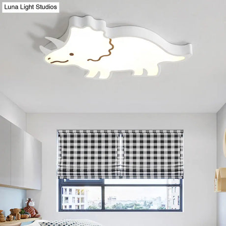 Roaring Fun: Dinosaur Design Led Flush Pendant Light For Kids Rooms Ceiling