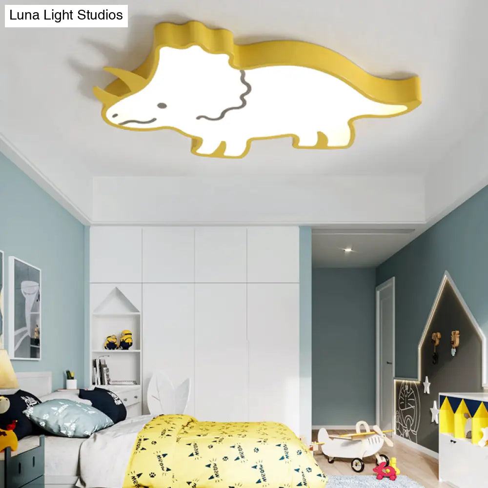 Roaring Fun: Dinosaur Design Led Flush Pendant Light For Kids Rooms Ceiling