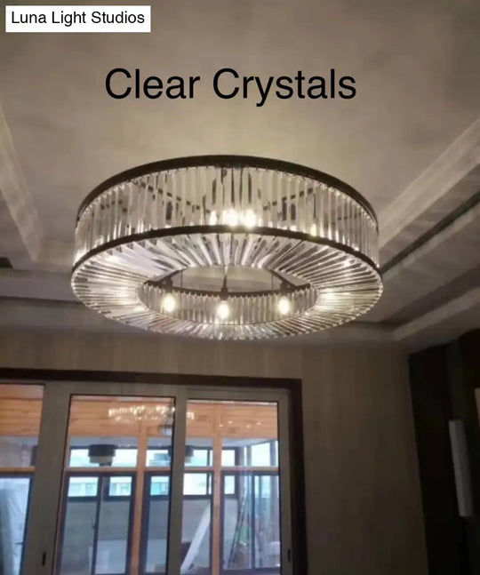 Robin - Vintage Crystal And Metal Round Chandelier For Home Hotel Villa Decor