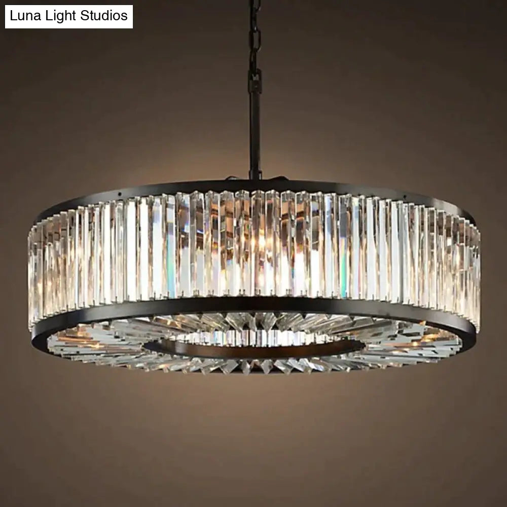 Robin - Vintage Crystal And Metal Round Chandelier For Home Hotel Villa Decor Dia 438Mm / Clear