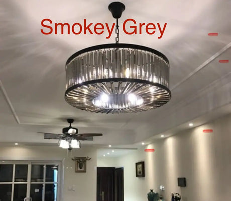 Robin - Vintage Crystal And Metal Round Chandelier For Home Hotel Villa Decor Dia 438Mm / Smoky Gray