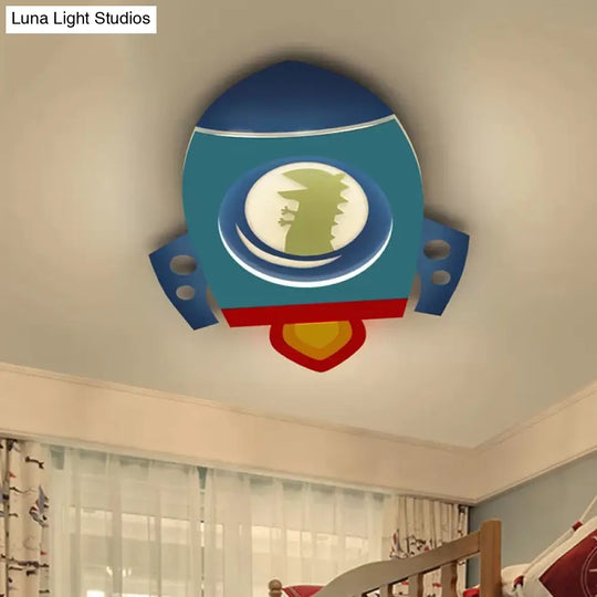 Rocket Acrylic Led Ceiling Light Cartoon Fixture - Blue Flush Mount