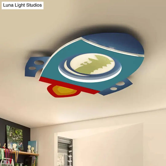 Rocket Acrylic Led Ceiling Light Cartoon Fixture - Blue Flush Mount