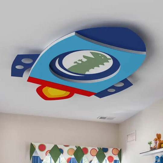 Rocket Acrylic Led Ceiling Light Cartoon Fixture - Blue Flush Mount / White