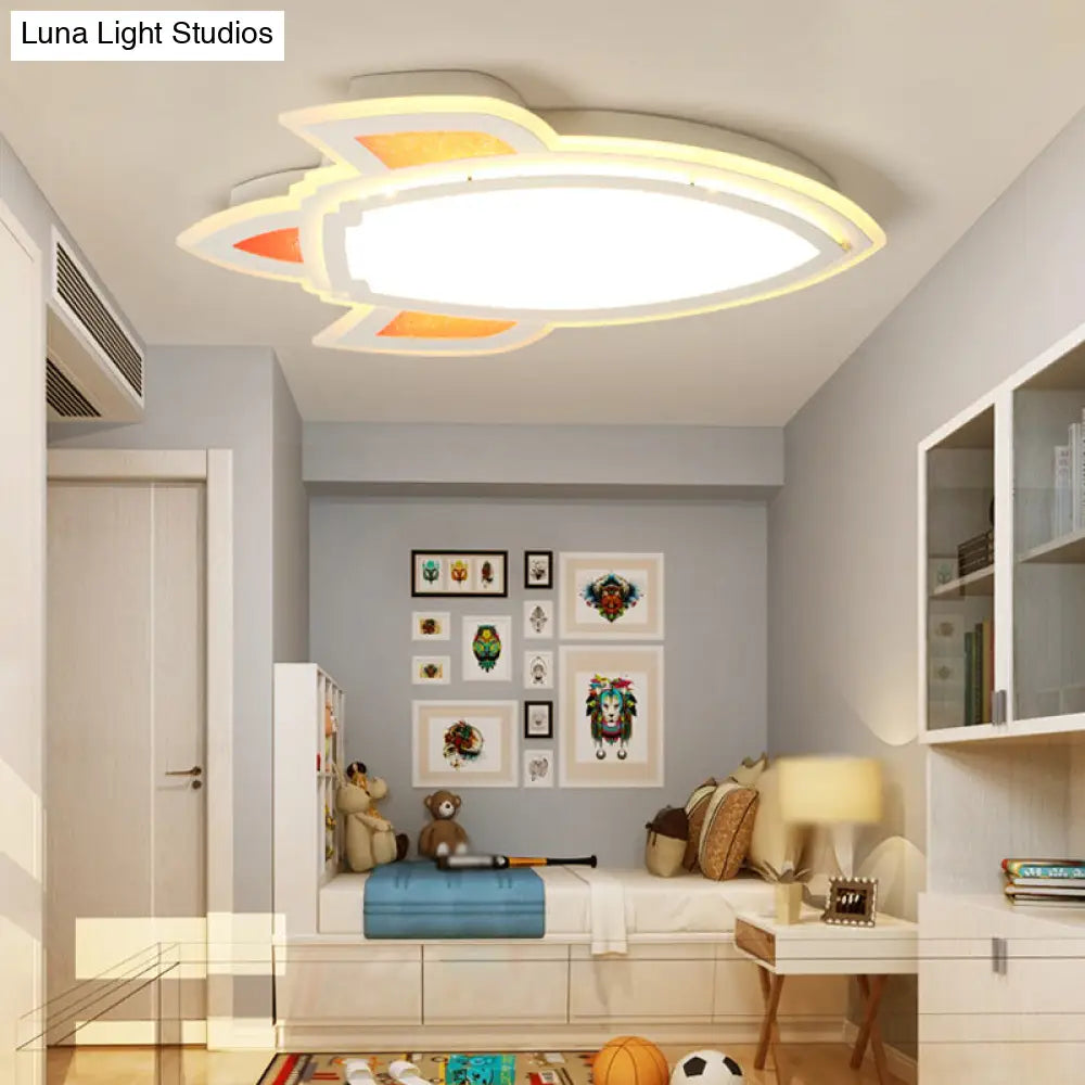 Rocket Led White Ceiling Light For Kids Room