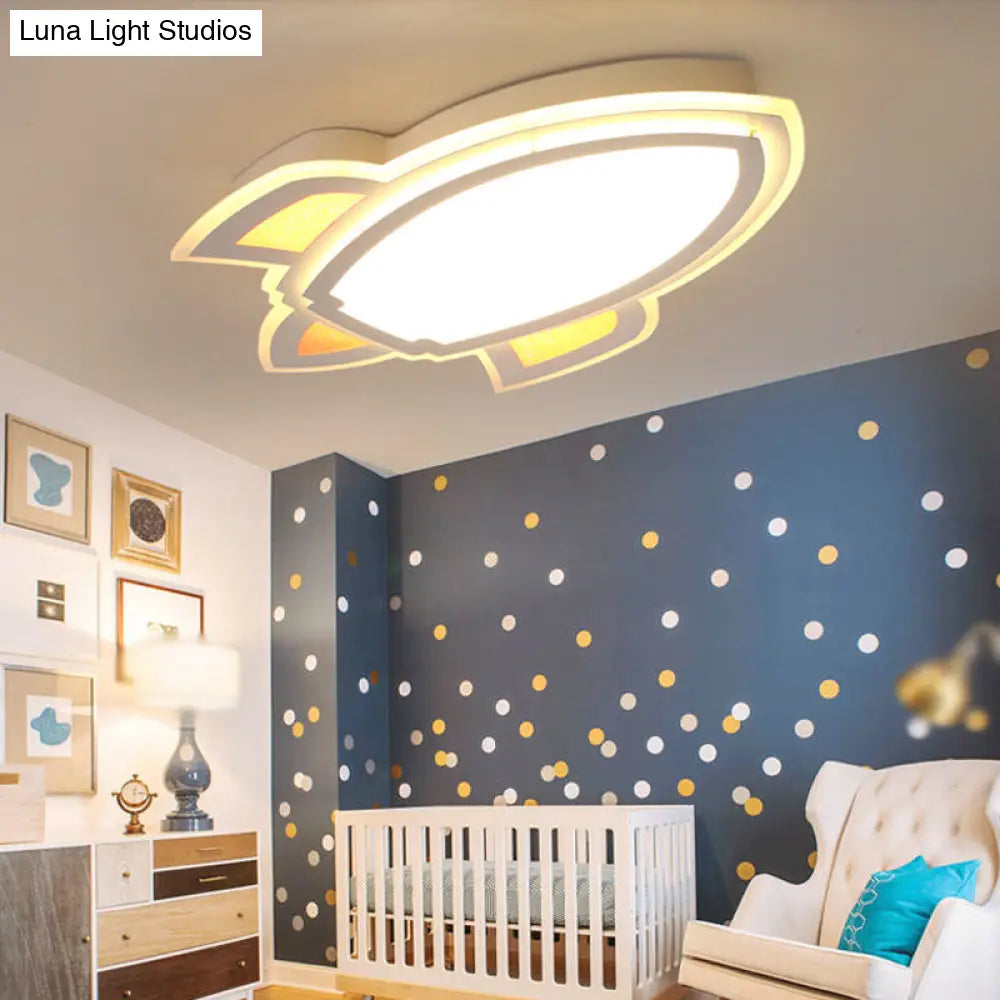 Rocket Led White Ceiling Light For Kids Room / Small