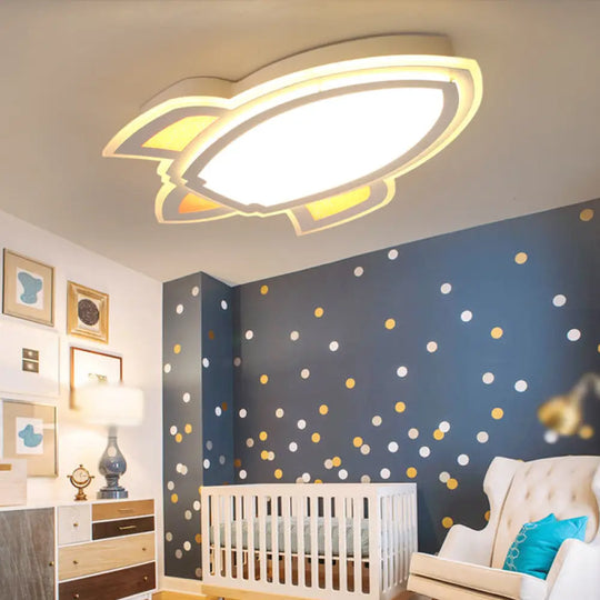 Rocket Led White Ceiling Light For Kids’ Room / Small