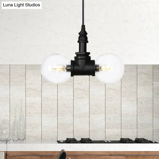 Rolande - Industrial Black Clear Glass Led Suspension Light