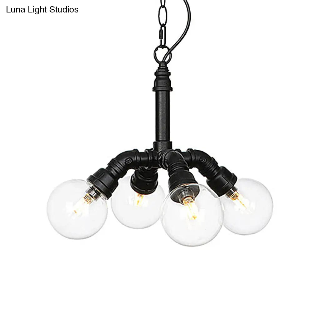 Rolande - Industrial Black Clear Glass Led Suspension Light