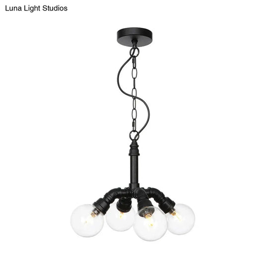 Rolande - Industrial Black Clear Glass Led Suspension Light / D