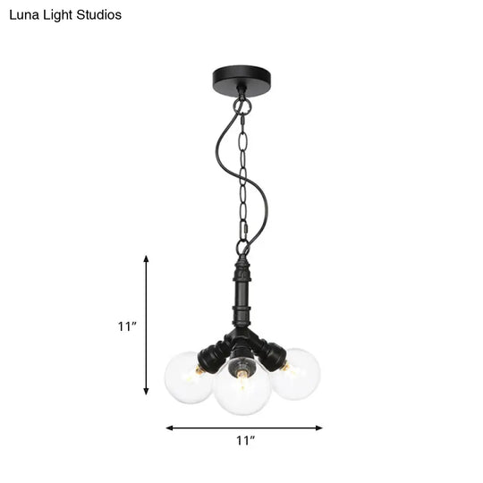 Rolande - Industrial Black Clear Glass Led Suspension Light