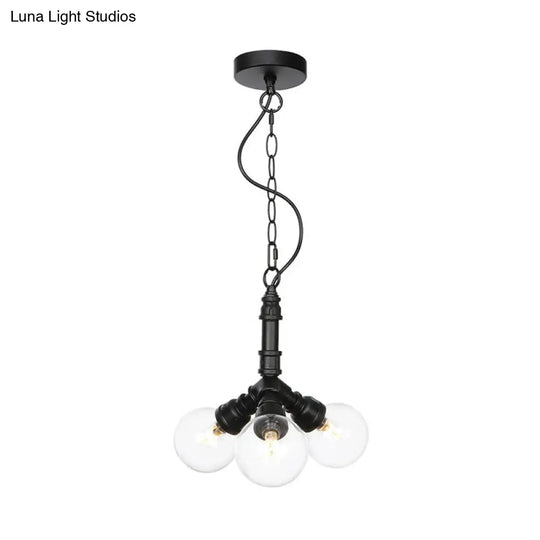 Rolande - Industrial Black Clear Glass Led Suspension Light / C