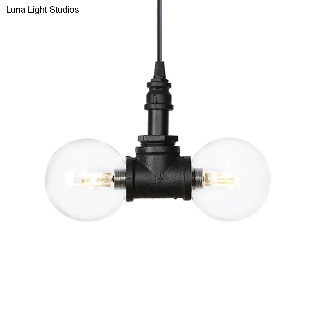 Rolande - Industrial Black Clear Glass Led Suspension Light