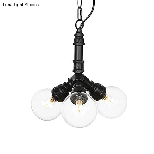 Rolande - Industrial Black Clear Glass Led Suspension Light