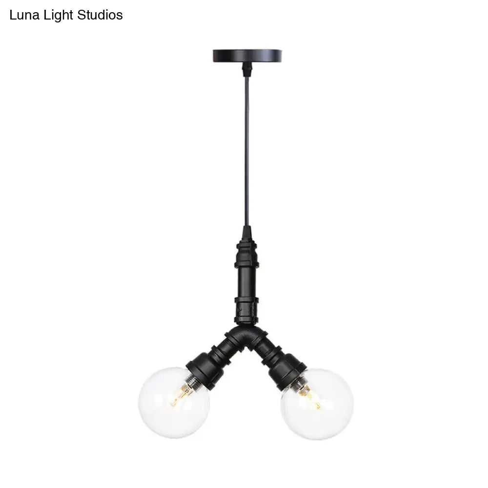 Rolande - Industrial Black Clear Glass Led Suspension Light / B