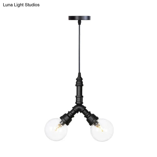 Rolande - Industrial Black Clear Glass Led Suspension Light / B