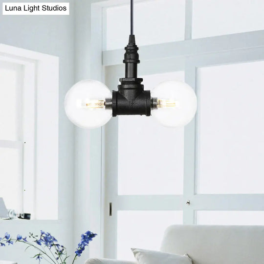 Rolande - Industrial Black Clear Glass Led Suspension Light / A