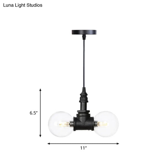 Rolande - Industrial Black Clear Glass Led Suspension Light