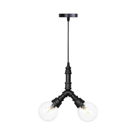 Rolande - Industrial Black Clear Glass Led Suspension Light / B