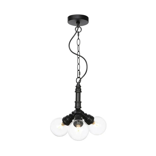 Rolande - Industrial Black Clear Glass Led Suspension Light / C