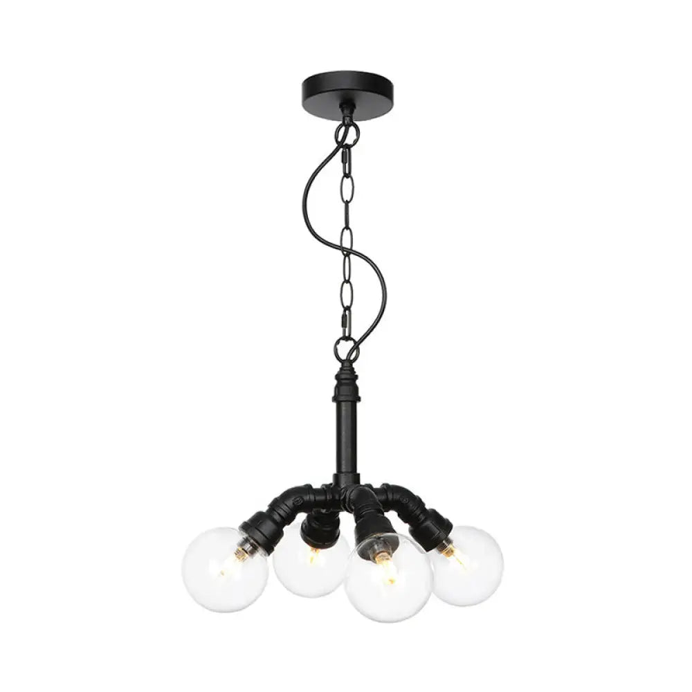 Rolande - Industrial Black Clear Glass Led Suspension Light / D