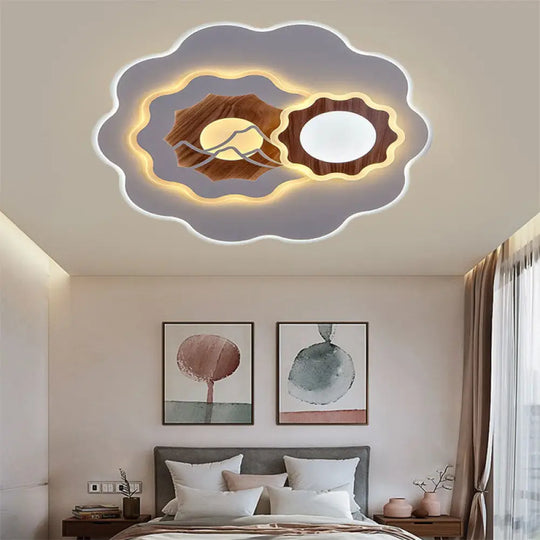 Romantic Acrylic Blossom Ceiling Mount Flush Light In White For Adult Bedroom / B