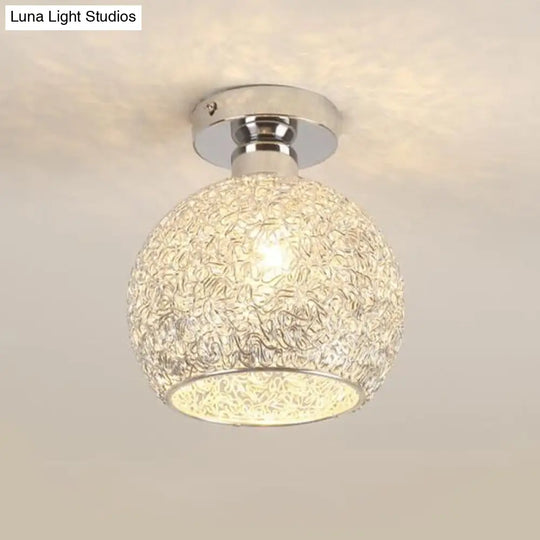 Romantic Chrome Flush Mount Ceiling Light With Crystal Accent For Corridor