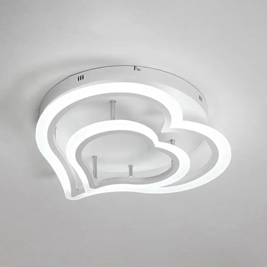 Romantic Heart Ceiling Light In Acrylic White Finish - Ideal For Child Bedroom / 19.5’