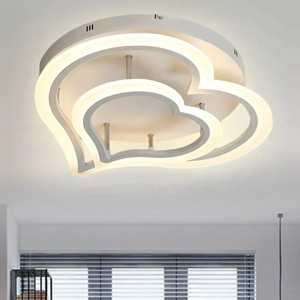 Romantic Heart Ceiling Light In Acrylic White Finish - Ideal For Child Bedroom / 19.5’ Warm
