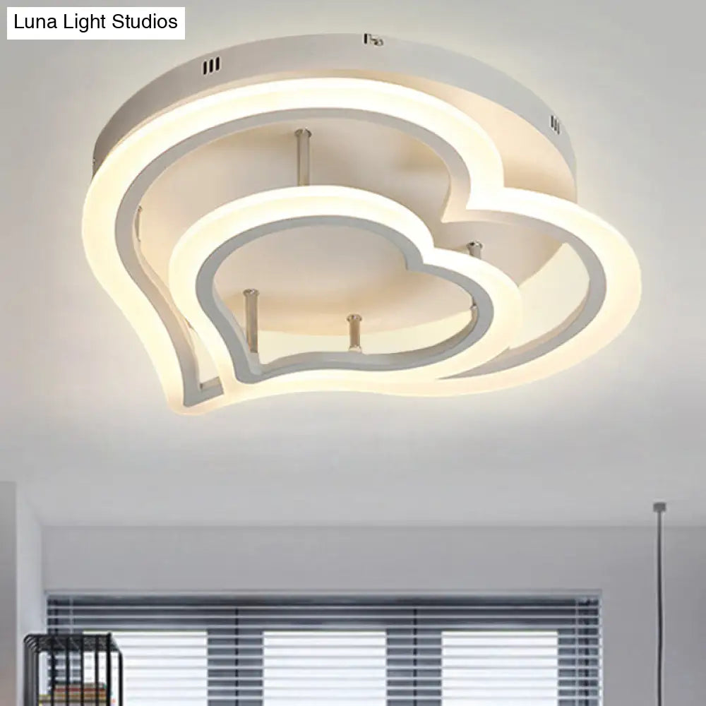 Romantic Heart Ceiling Light In Acrylic White Finish - Ideal For Child Bedroom / 19.5 Warm