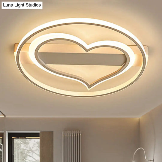 Romantic Led Flush Ceiling Light: Acrylic Loving Heart Design For Baby Room White / 16