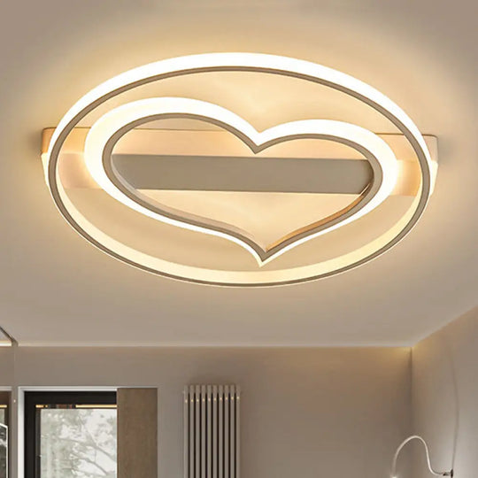 Romantic Led Flush Ceiling Light: Acrylic Loving Heart Design For Baby Room White / 16’