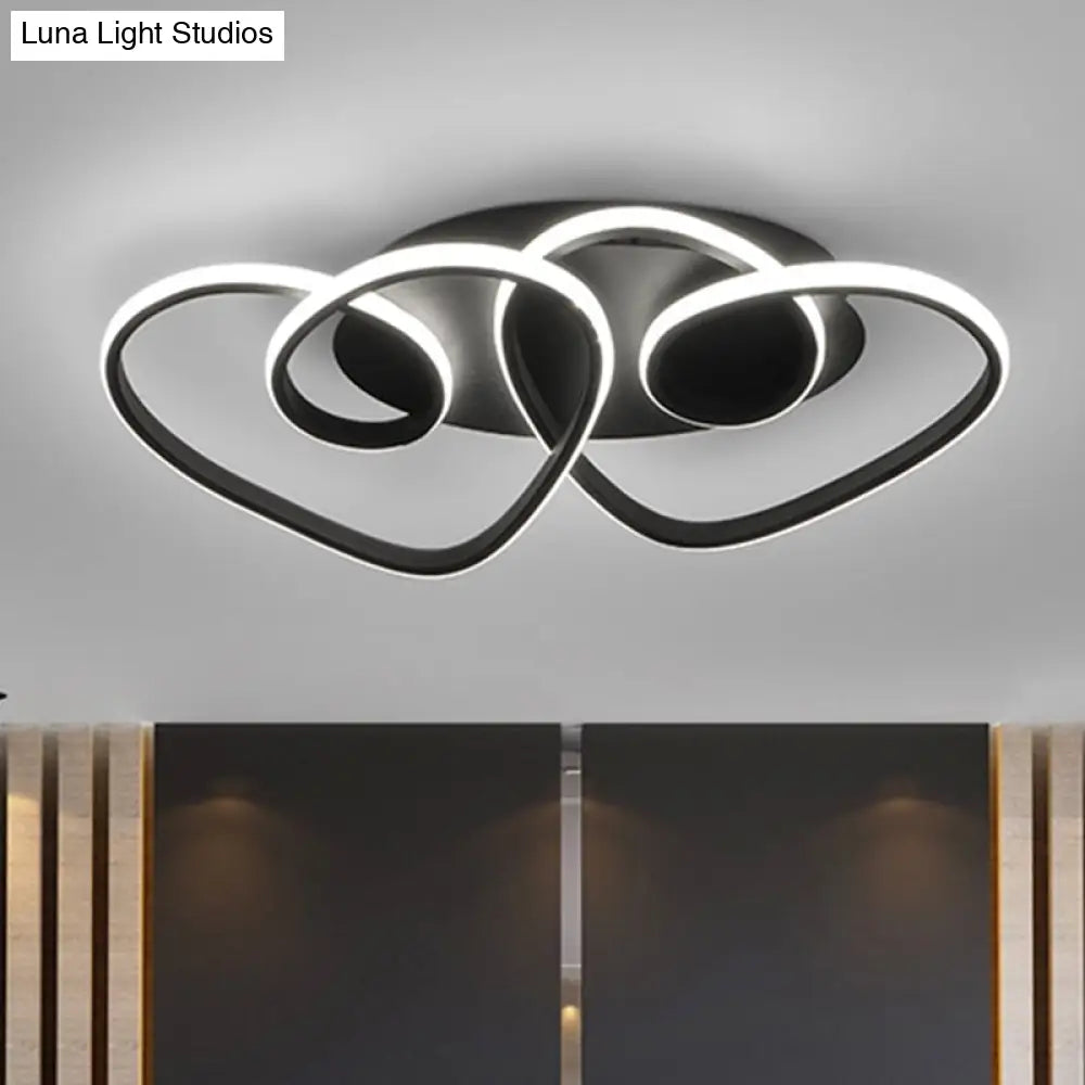 Romantic Loving Heart Flush Ceiling Light Modern Metal Led Mount In Warm Or White