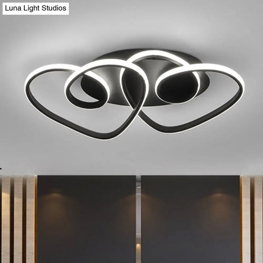 Romantic Loving Heart Flush Ceiling Light – Modern Metal Led Mount In Warm Or White