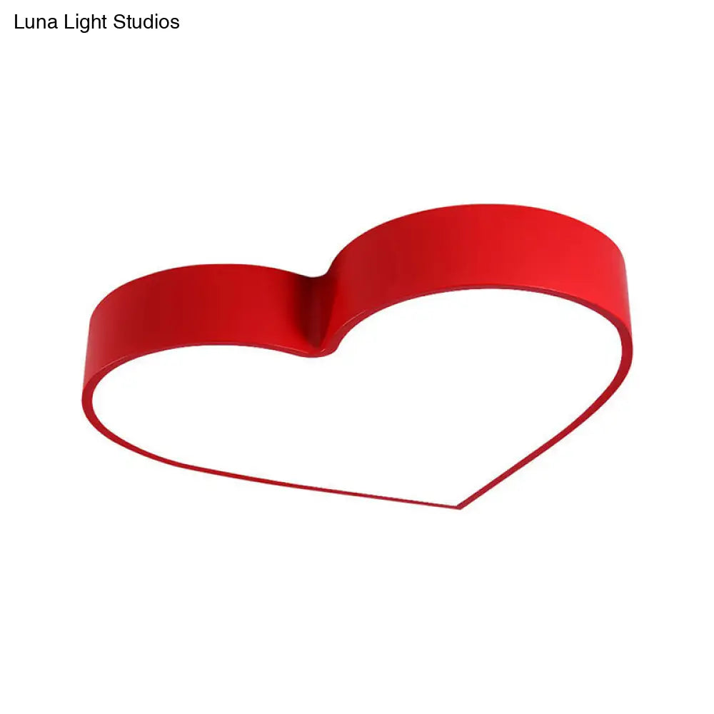 Romantic Loving Heart Flush Mount Ceiling Light - Acrylic Cartoon Design Led Ideal For Bedrooms