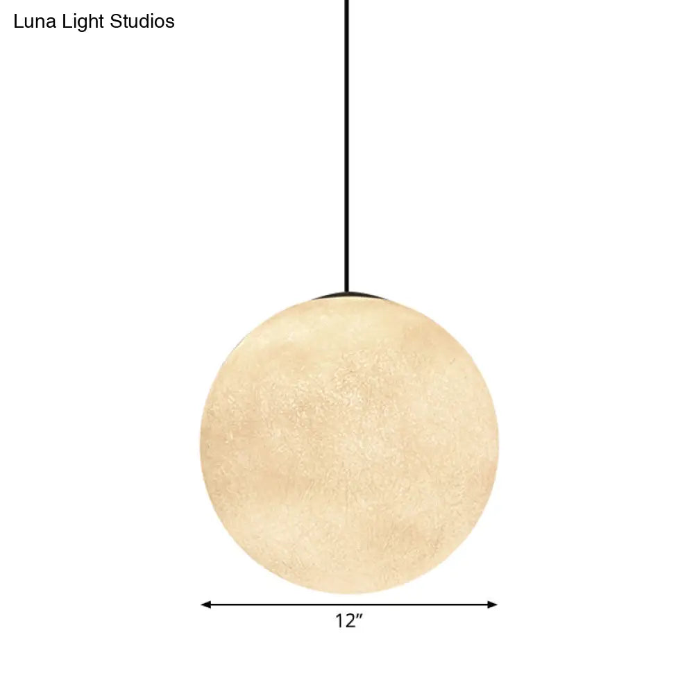 Romantic Modern 1-Light White Glass Moon Pendulum Ceiling Hang Lamp 10’/12’/16’ Wide