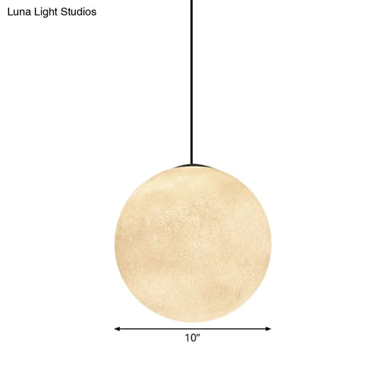 Romantic Modern 1-Light White Glass Moon Pendulum Ceiling Hang Lamp 10’/12’/16’ Wide