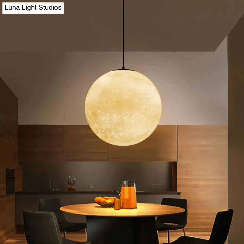 Romantic Modern 1-Light White Glass Moon Pendulum Ceiling Hang Lamp 10’/12’/16’ Wide